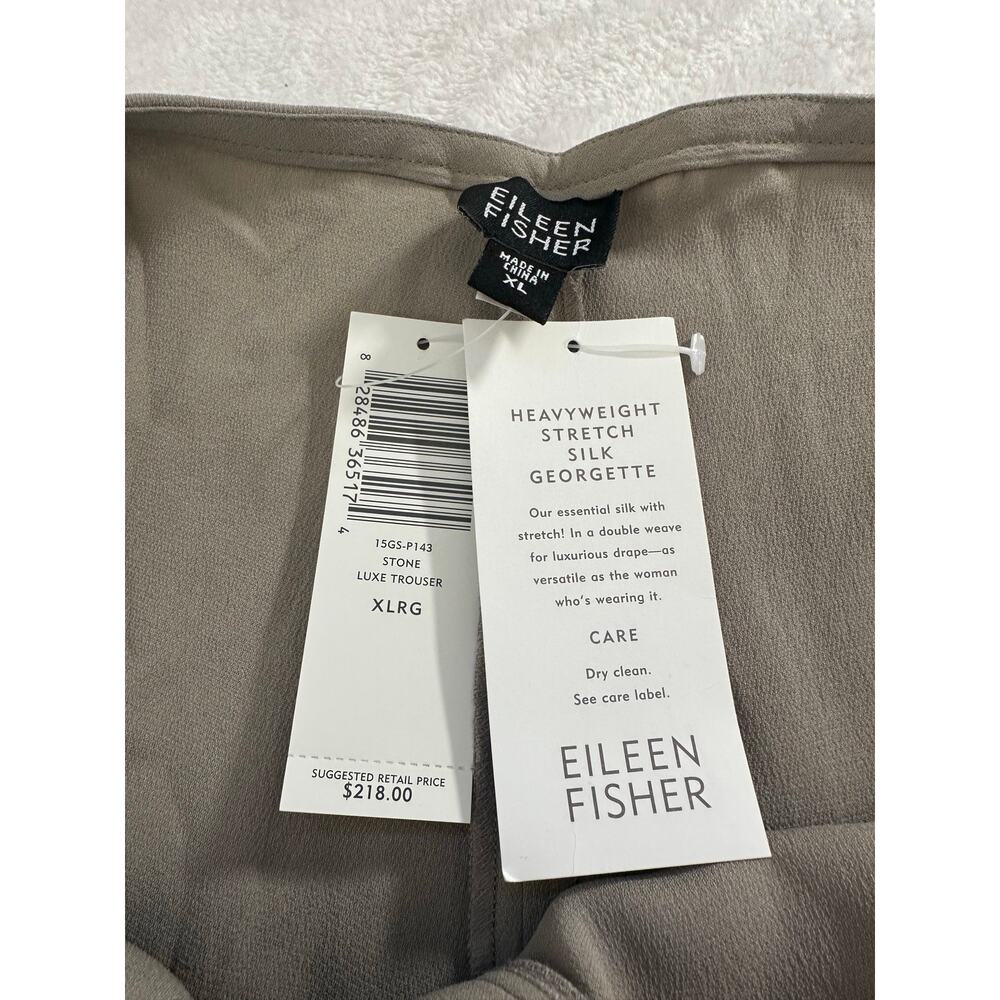 Eileen Fisher Wide Leg Pants Women XL Stone Silk Georgette NWT 15GS-P143 Luxe - Picture 5 of 7